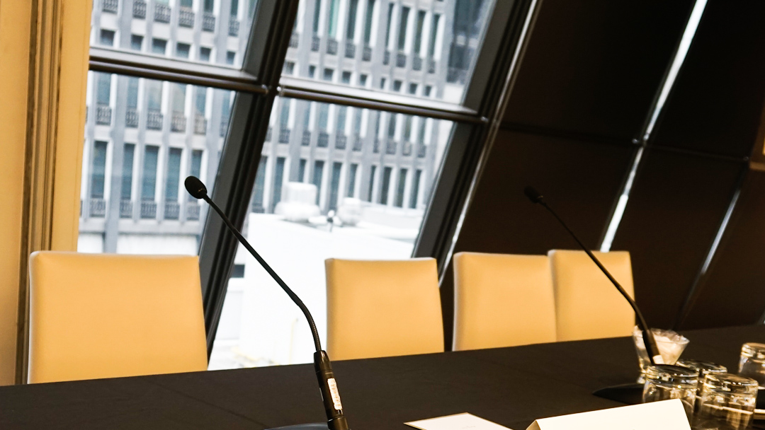 Image Of A Conference Panel Table And Chairs